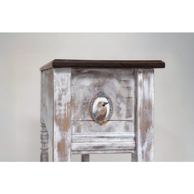 Hand-Painted Whitewashed Solid Wood Console Table - Cottage Entryway Decor For Sale In Orlando - Image 6 of 13