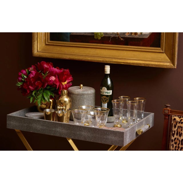 This Art-Deco style serving tray is perfect for entertaining. It features a delicately embossed Faux Shagreen pattern,...
