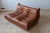 Cognac Brown Leather Togo Living Room by Michel Ducaroy for Ligne Roset, Set of 5 For Sale - Image 9 of 13