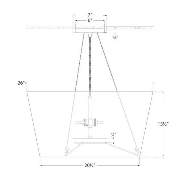 Modern Barbara Barry for Visual Comfort Signature Hoop Medium Inverted Hanging Shade in Soft Silver with Linen Shade For Sale - Image 3 of 3