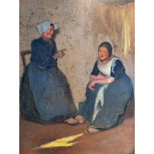 A beautifully atmospheric and intimate genre painting by acclaimed American Impressionist Myron G. Barlow (1873–1937), A...
