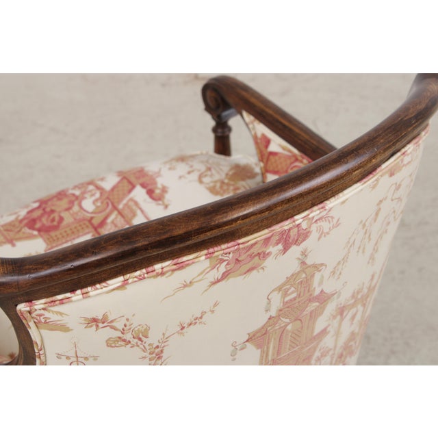 Pair of Stickley Louis XVI Style Chinoiserie Barrel Back Armchairs For Sale - Image 12 of 17