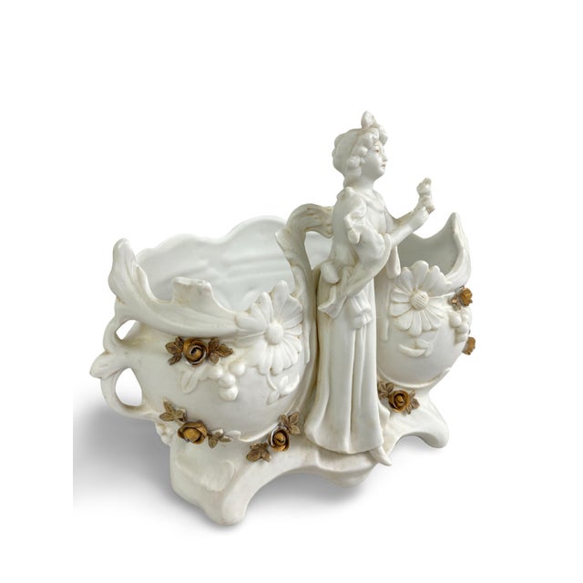 Art Nouveau French Porcelain Biscuit Trinket Tray, 1890s For Sale - Image 10 of 12