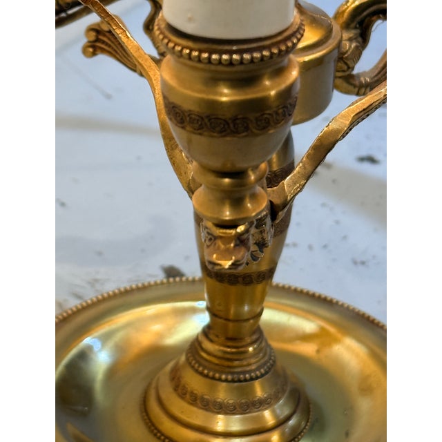Mid 20th Centuty Swan Form French Empire Style Brass Bouilotte Table Lamp For Sale - Image 12 of 12
