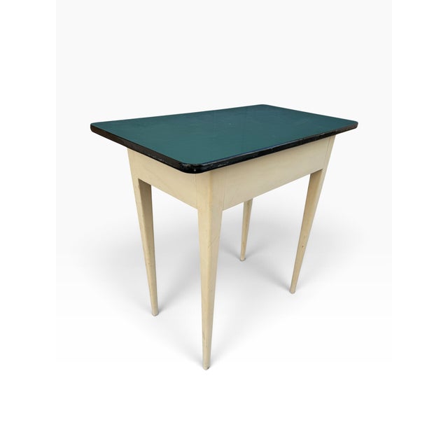 Wood Blue Formica Side Table, France, 1950s For Sale - Image 7 of 10