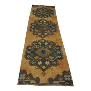 1960s Vintage Handknotted Handmade Floor Runner- 2′9″ × 10′1″ For Sale
