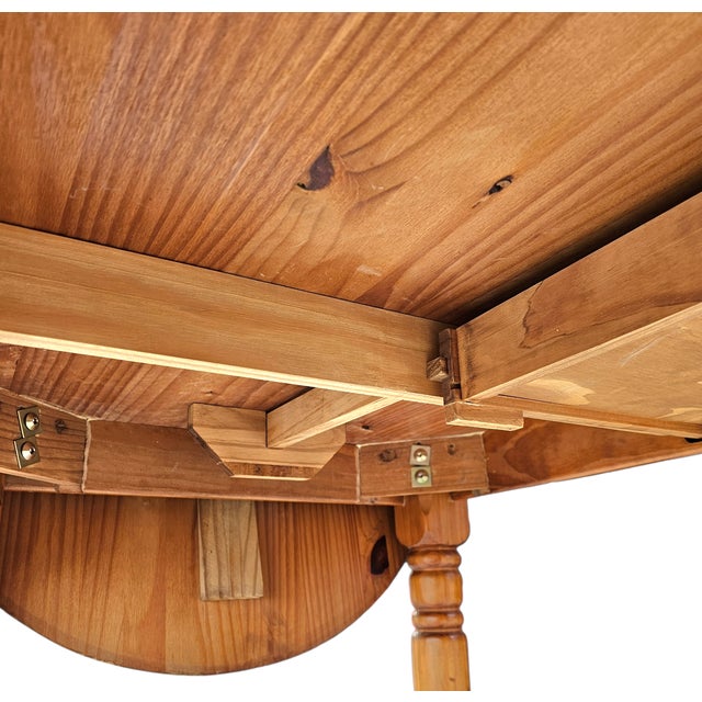 Brown Oval Extendable Pine Dining Table, 1970s For Sale - Image 8 of 9