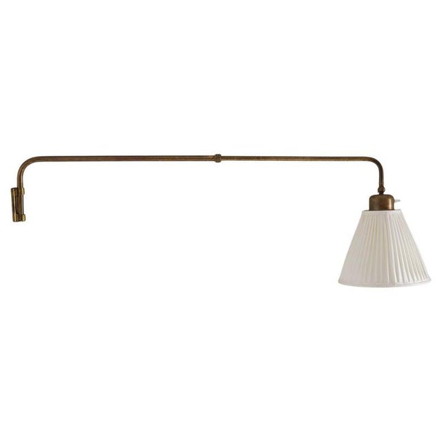 Gold Mid-Century Scandinavian Swivel Arm Wall Lamp, 1940s For Sale - Image 8 of 8