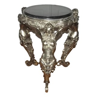 20th Century Neo-Classical Silvered Bronze French Gueridon With Angels For Sale