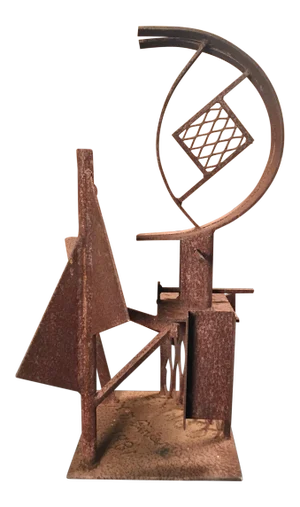 Vintage Mid-Century Abstract the Flying D Metal Garden Sculpture