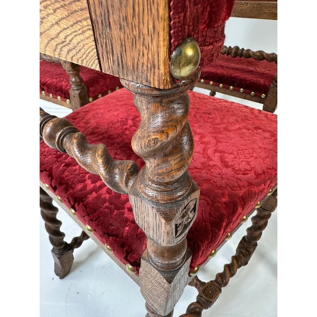 Red Early 20th Century Set of Four Baroque Style Dining Chairs For Sale - Image 8 of 11