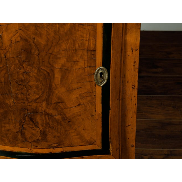 Brown Pair of Italian 1840s Walnut Tables with Variegated Marble Top and Single Door For Sale - Image 8 of 11