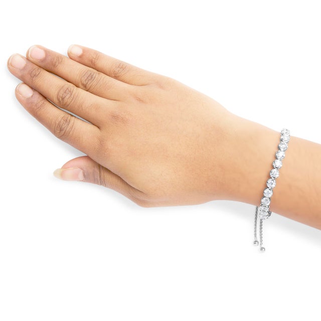 Haus of Brilliance 14K White Gold 6.00 Cttw Diamond 4”-10” Adjustable Bolo Tennis Bracelet (I-J Color, I1-I2 Clarity) For Sale - Image 4 of 5