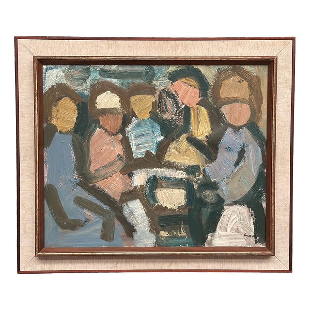 Gösta Falk, Figure Composition, 1960s, Oil on Canvas, Framed For Sale