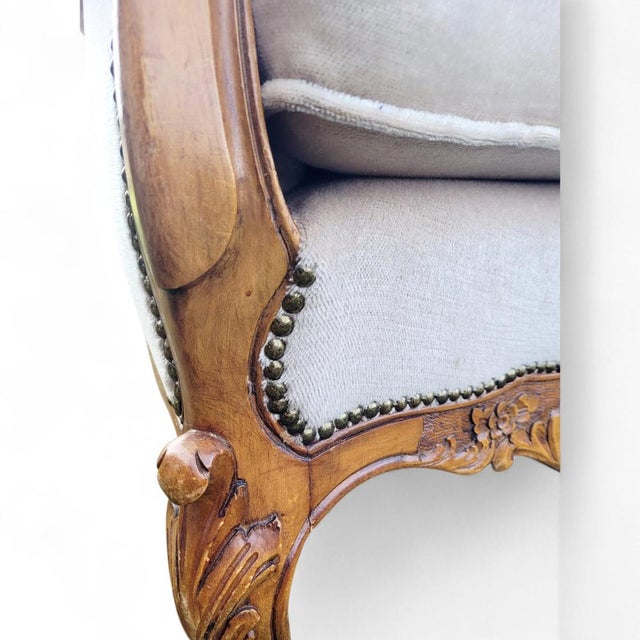 Louis XVI French Château Living Room Set in Upholstered Hand-Carved Walnut, Mid-19th Century, Set of 3 For Sale - Image 14 of 18