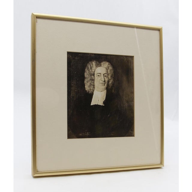 Black and white portrait print of Cottom Mather. He was a Puritan clergyman and author in colonial New England in the late...