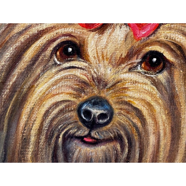 Yorkshire Terrier Portrait “Duchess” With Congo Pink Bow, 1987 — After the Style of John Emms For Sale - Image 13 of 18