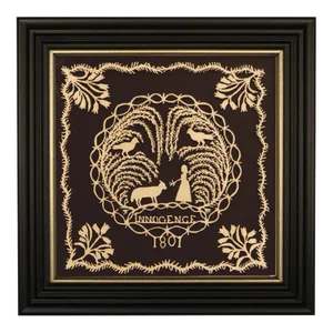 Innocence 1801 Reproduction Scherenschnitte Paper Cutting in Black and Gold Frame