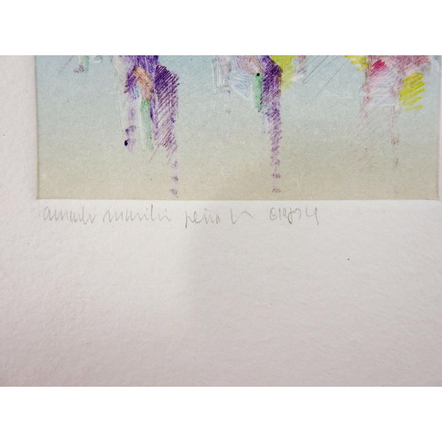 Late 20th century mixed media monotype on handmade paper by Amado Pena (b. 1943) Arizona. Signed in pencil along lower...