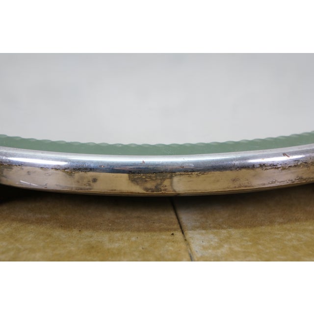 Late 19th Century Antique Victorian Art Nouveau Round Plateau Mirror Dresser Bar Vanity Tray 13" For Sale - Image 5 of 11