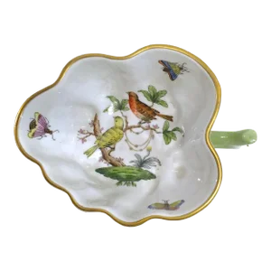 Vintage Herend Widbird & Butterfly Leaf Dish