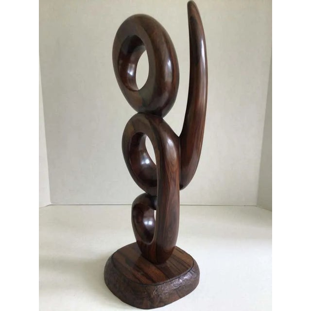 1970s 1970s Carved Rosewood Swirl Sculpture on Rosewood Base For Sale - Image 5 of 10