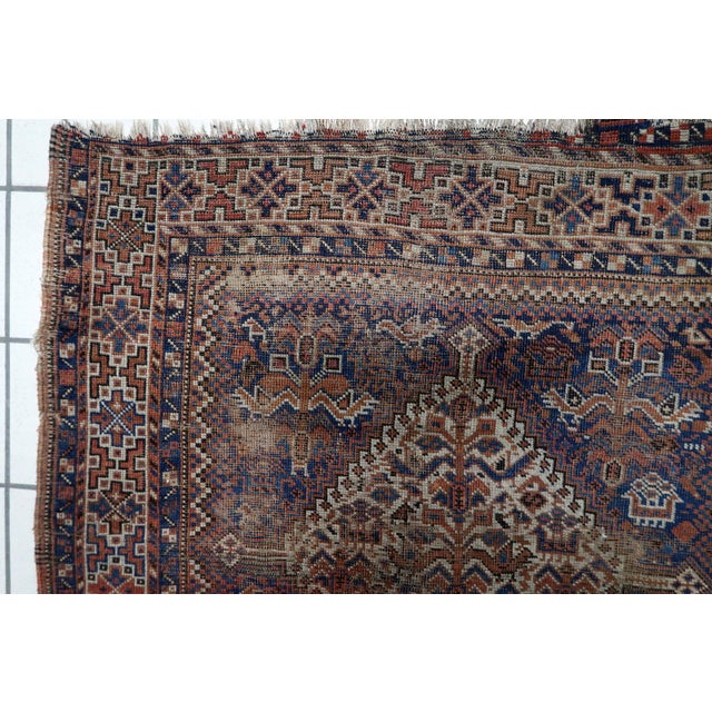 1880s, Antique Persian Khamseh Handmade Rug 3.6' X 4.8' For Sale - Image 10 of 13