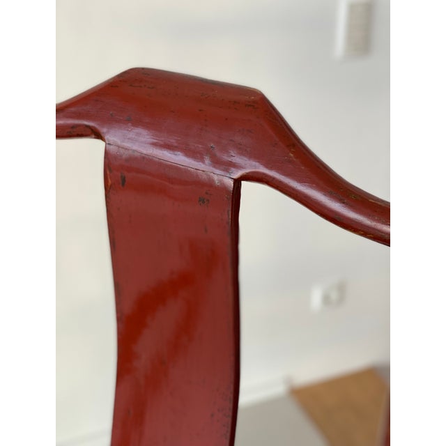 Chair in Ming Chinese style with High Backrest and Red Lacquer For Sale - Image 14 of 18