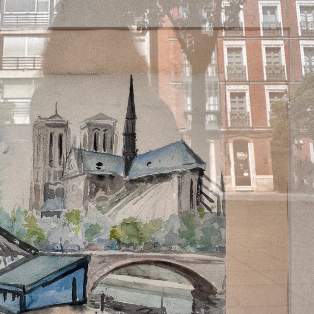 Timoteo Pérez Rubio, View of Notre Dame from Quai De La Tournelle, 1969, Watercolor on Paper For Sale - Image 12 of 18