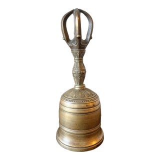 Antique Japanese Brass-Bronze Ghanta Vajra Bell Five Pronged Buddhist Ritual For Sale