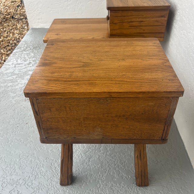 Vintage Brandt Furniture Ranch Oak Step Tables With Draws For Sale - Image 10 of 11