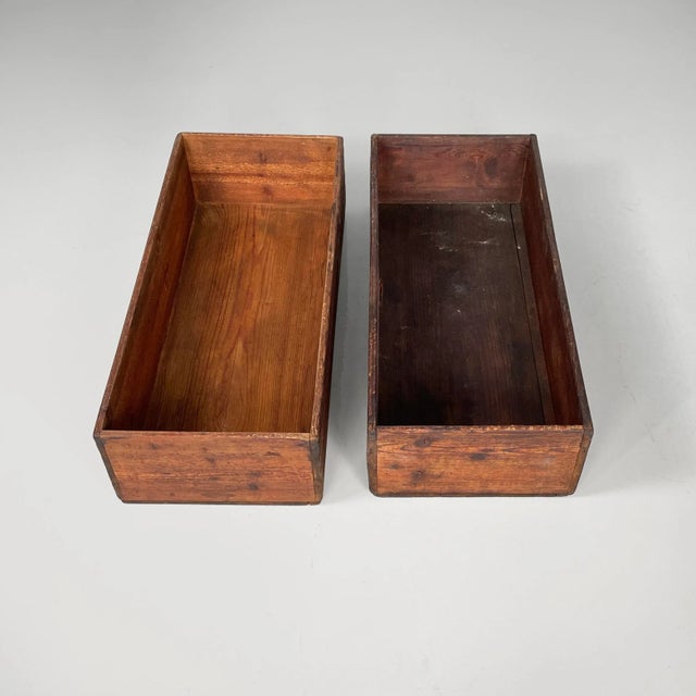 Industrial Industrial Italian Wooden Rectangular Boxes, 1920s, Set of 2 For Sale - Image 3 of 16