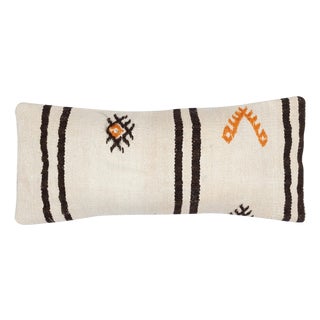 12"x28" Vintage Kilim Lumbar Pillow Cover. Handwoven Cushion Cover. Throw Pillow For Sale