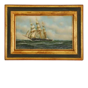 1915 "Governor Goodwin" Nautical Seascape Oil Painting by Antonio Jacobsen, Framed