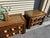 Beautiful oak end tables with cork inlays and glass tops. Great vintage condition. Smooth sliding drawers. Statement...