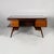 Italian Art Deco desk in dark and light wood and glass with swallow-shaped decorations, 1940s Desk with a rectangular...