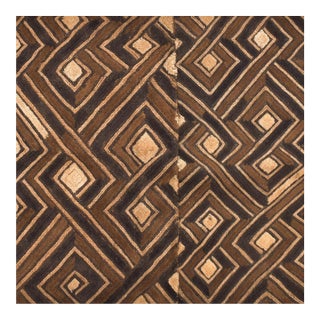 Early 20th Century Kuba Square Raffia Textile 54x25 Inch For Sale