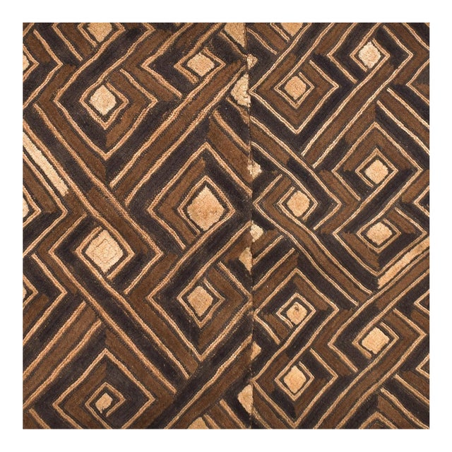 Early 20th Century Kuba Square Raffia Textile 54x25 Inch For Sale