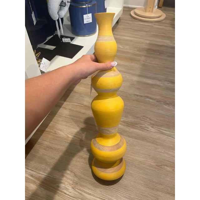 Currey and Company Mango Wood Ringling Medium Yellow Vase