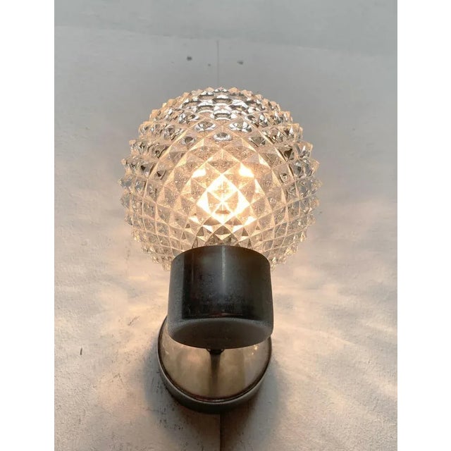 Vintage Space Age Glass and Metal Wall Lamp Sconce, 1970s, Set of 2 For Sale - Image 11 of 18