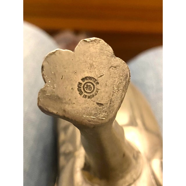 Large 1950’s Norwegian Viking Pewter Drinking Horn With Legs Feet Lid by Aksel Holmsen Norway For Sale - Image 9 of 11