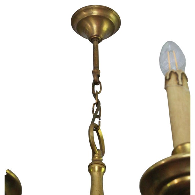 Large Vintage Ormolu Brass Chandelier with Ten Lights and Arms, 1960 For Sale - Image 6 of 7