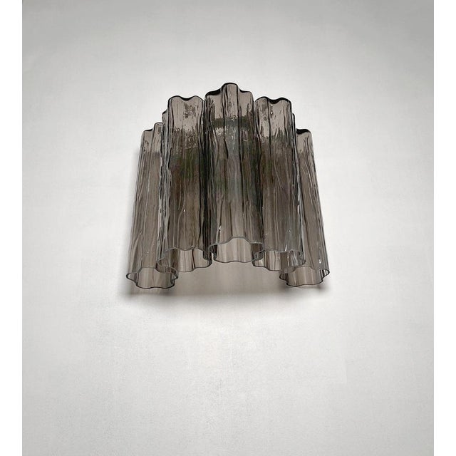 Smoked Murano Glass 5-Tube Wall Sconces, 1990s, Set of 2 For Sale - Image 15 of 17