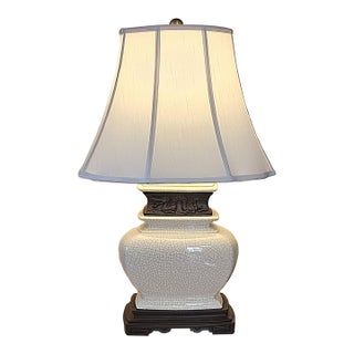 Contemporary Oriental‑Style Crackle Glaze Ceramic Lamp – Ul Listed For Sale