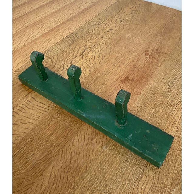 Antique Rustic Wooden Peg Hook in Green For Sale - Image 14 of 15