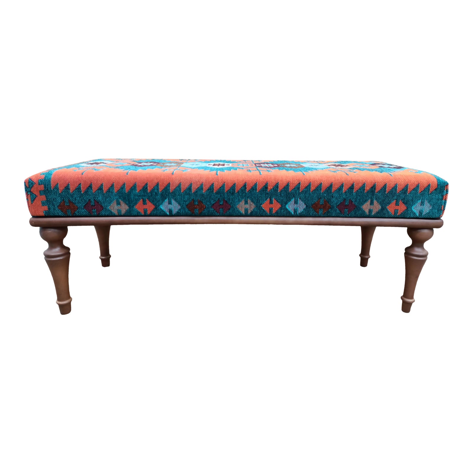 Kilim Rug Upholstered Bench | Chairish
