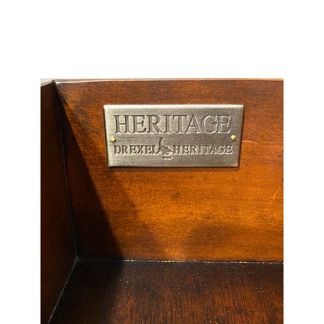 Drexel Heritage Table With Leather Inlay For Sale - Image 11 of 13