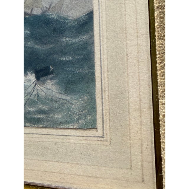 19th-Century Maritime Watercolor "Le Naufrage" After Théodore Gudin in Grand Rococo Frame For Sale In West Palm - Image 6 of 7