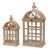 Natural Wooden Lantern with Curved Top (Set of 2) For Sale