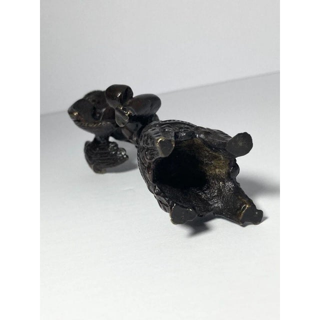 Brown Antique Early 1900s French Cherub Putti Playing Flute Bronze Statuette For Sale - Image 8 of 9